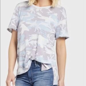 Free People We The Free Camo Tee Loose Fit Knit Sky (XS)